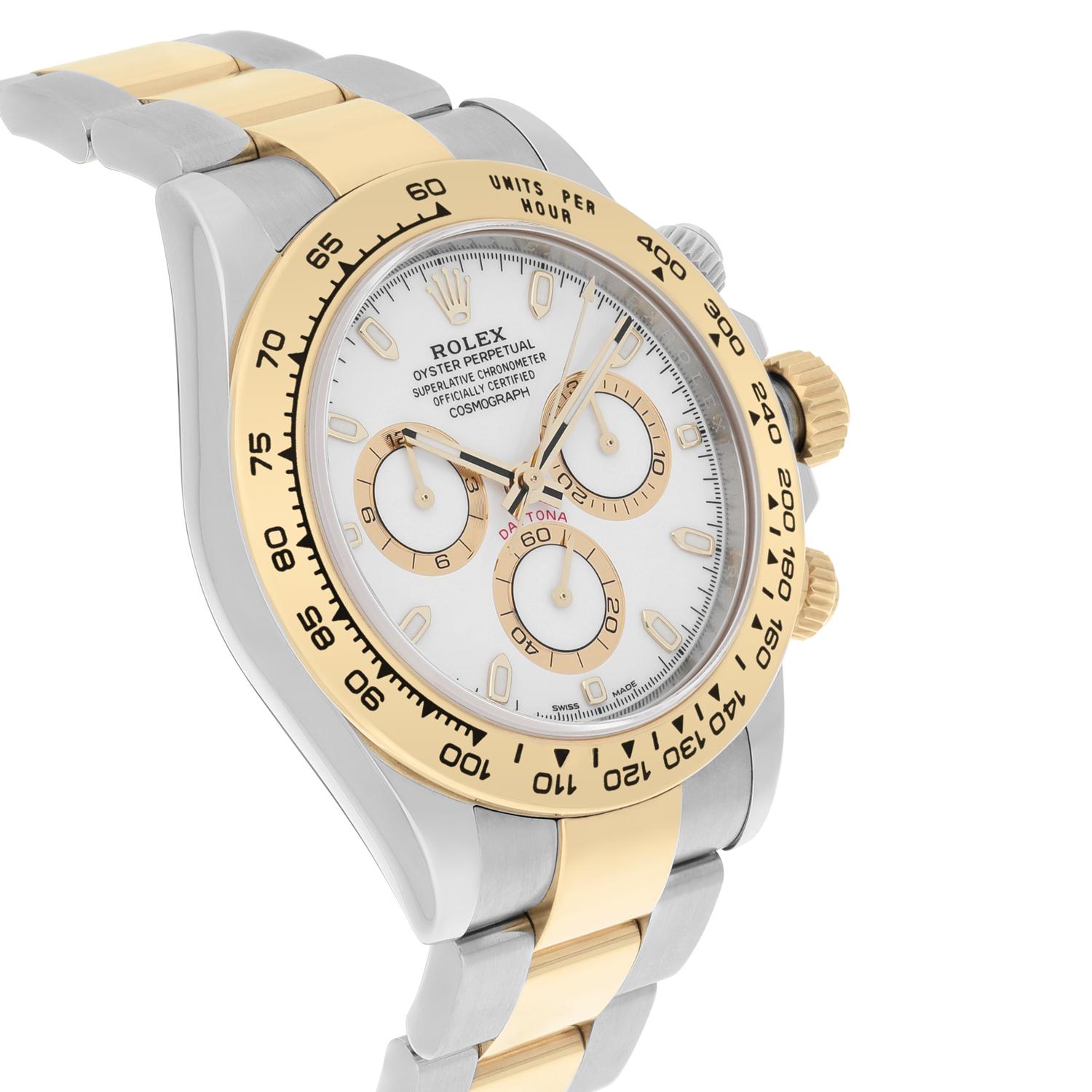 Rolex Cosmograph Daytona Edelstahl/Gelbgold Weißes Zifferblatt Uhr 116503 im Zustand „Hervorragend“ im Angebot in New York, NY