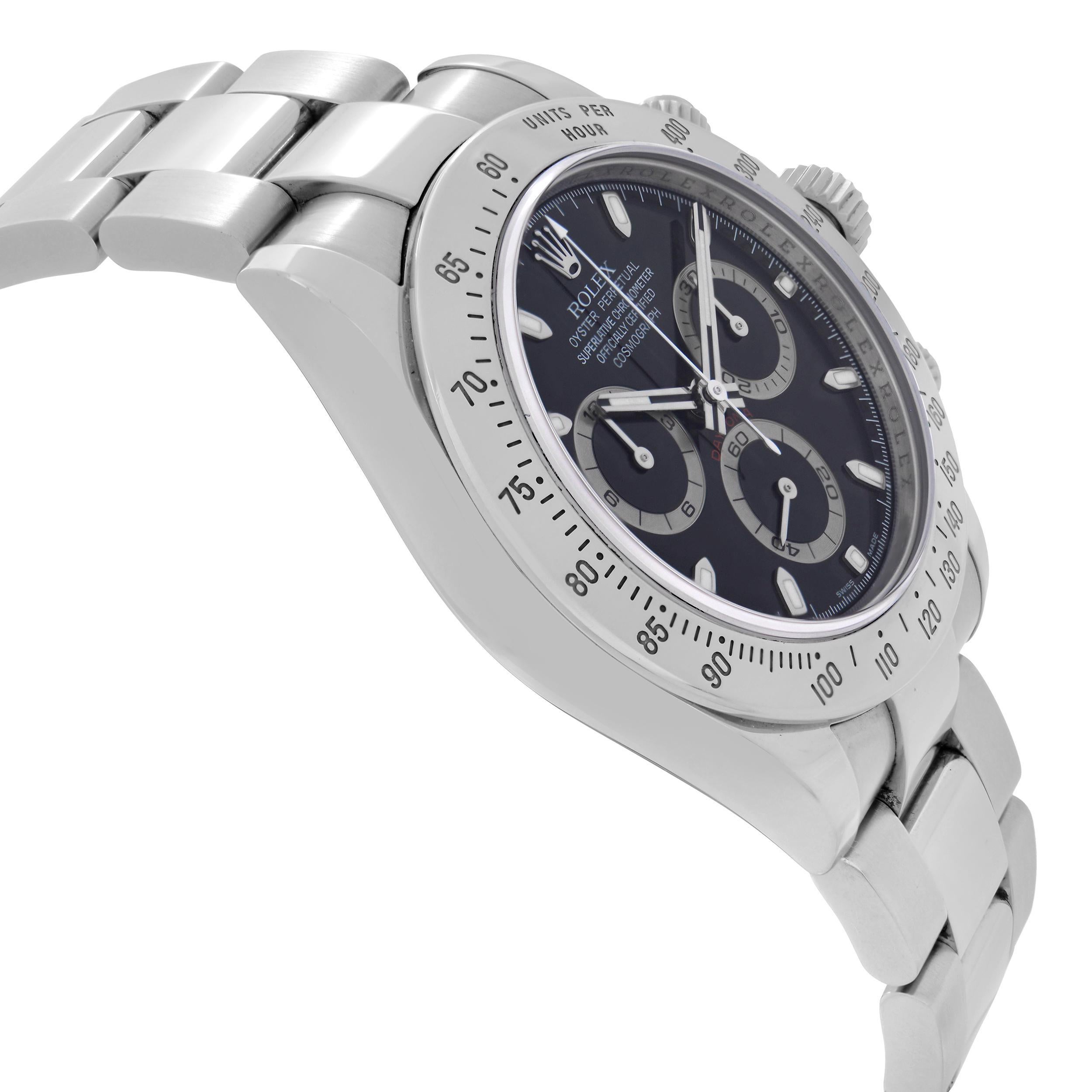 Men's Rolex Cosmograph Daytona Steel Black Index Dial Automatic Mens Watch 116520 For Sale