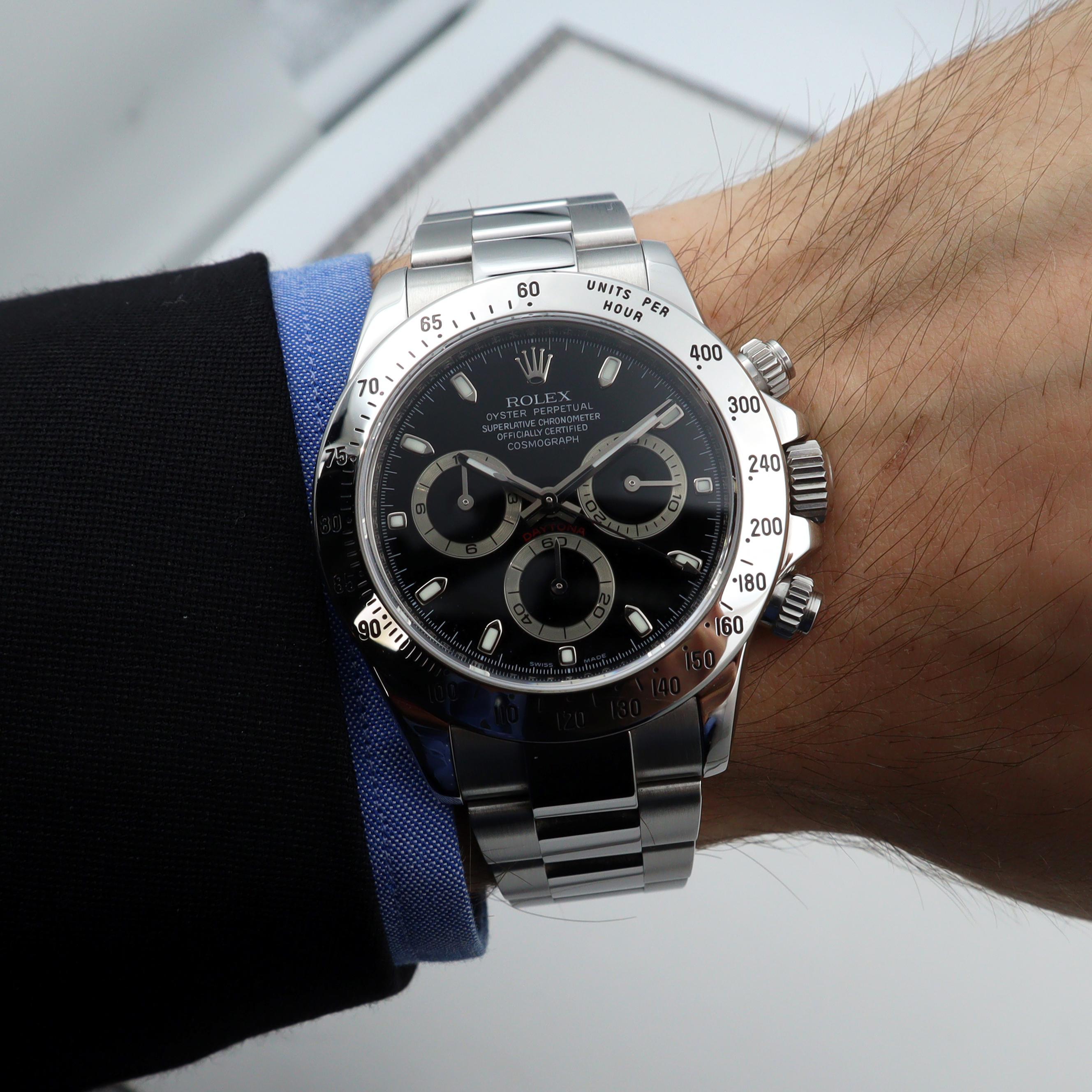 Rolex Cosmograph Daytona Steel Black Index Dial Automatic Mens Watch 116520 For Sale 3