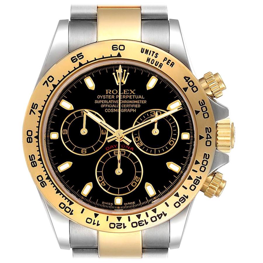 Rolex Cosmograph Daytona Steel Yellow Gold Black Dial Mens Watch 116503