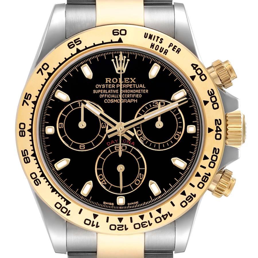 Rolex Cosmograph Daytona Steel Yellow Gold Black Dial Watch 116503 Box Card For Sale