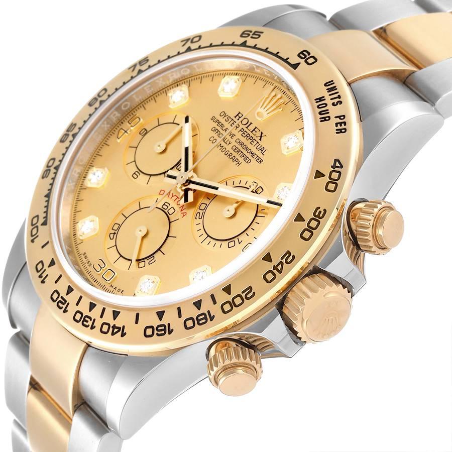 Rolex Cosmograph Daytona Steel Yellow Gold Diamond Dial Mens Watch 116503 In Excellent Condition For Sale In Atlanta, GA