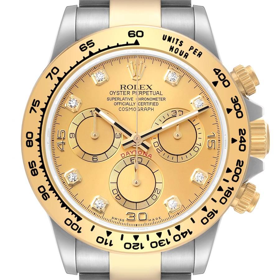 Rolex Cosmograph Daytona Steel Yellow Gold Diamond Dial Mens Watch 116503 For Sale