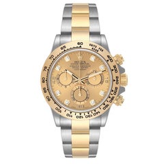 Rolex Cosmograph Daytona Steel Yellow Gold Diamond Dial Watch 116503 Box Card