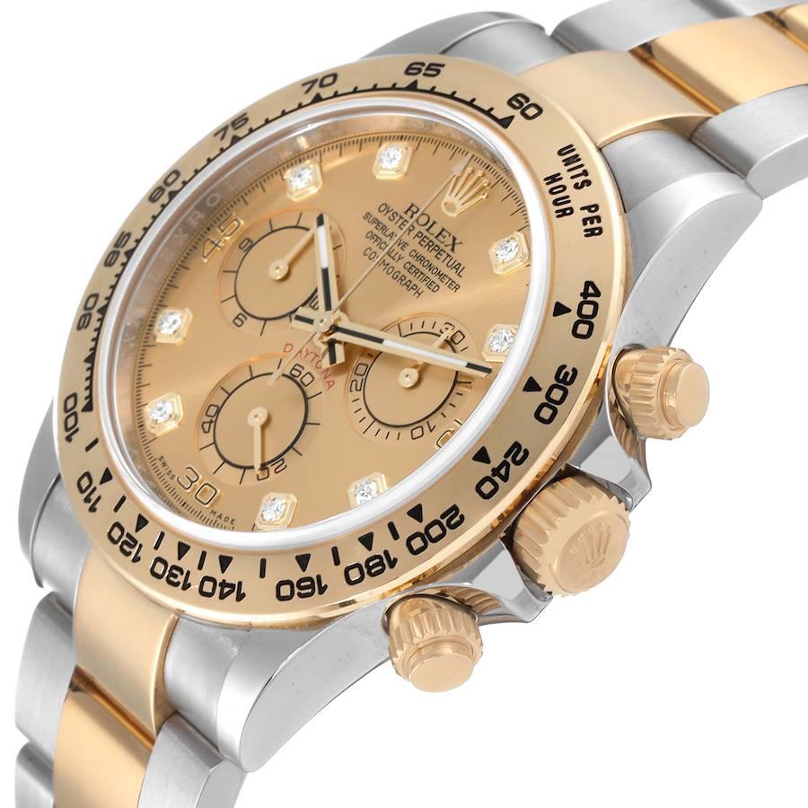 Men's Rolex Cosmograph Daytona Steel Yellow Gold Diamond Dial Watch 116503 Box Card