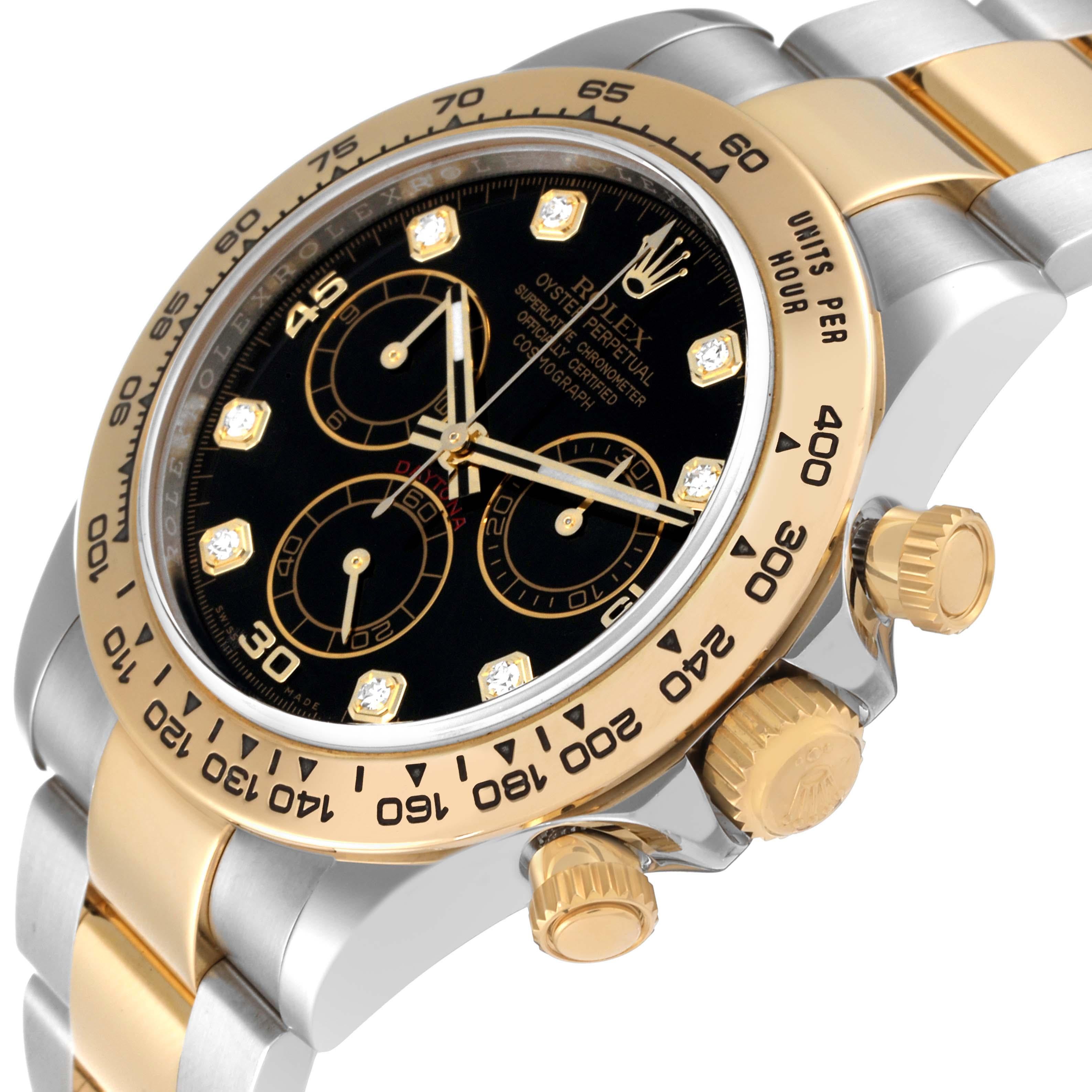 Men's Rolex Cosmograph Daytona Steel Yellow Gold Diamond Mens Watch 116503 Box Card For Sale