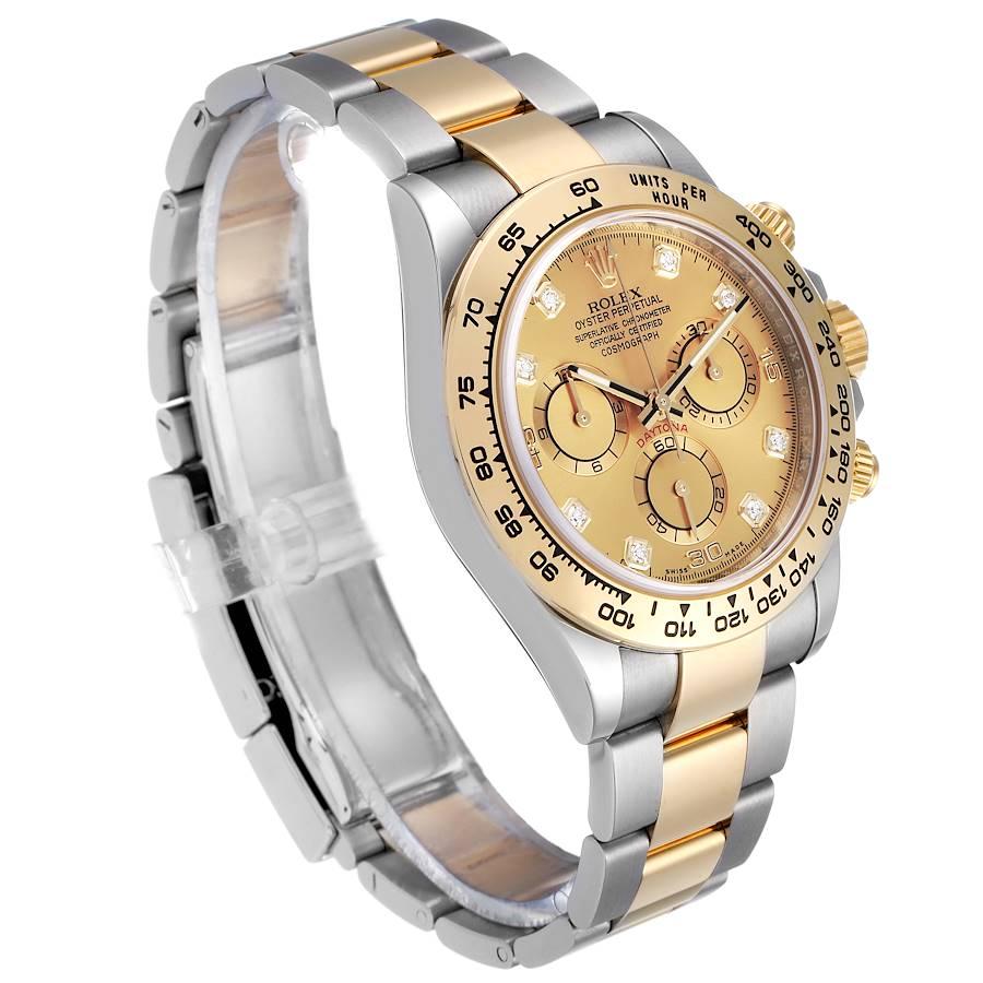 Rolex Cosmograph Daytona Steel Yellow Gold Diamond Watch 116503 Box Card In Excellent Condition For Sale In Atlanta, GA