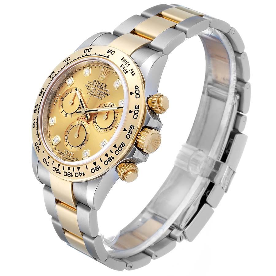 Men's Rolex Cosmograph Daytona Steel Yellow Gold Diamond Watch 116503 Box Card For Sale