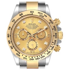 Rolex Cosmograph Daytona Steel Yellow Gold Diamond Watch 116503 Box Card