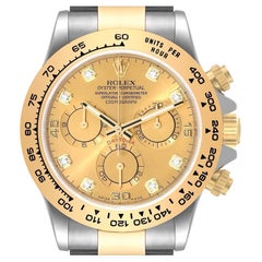 Rolex Cosmograph Daytona Steel Yellow Gold Diamond Watch 116503 Box Card