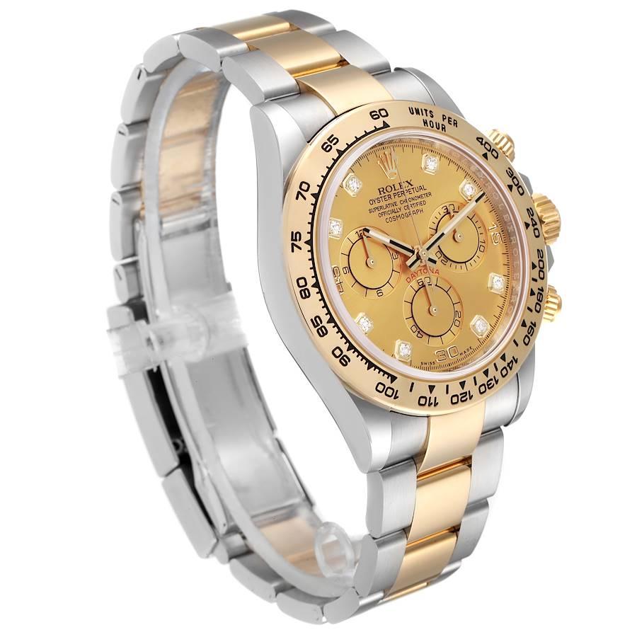 Rolex Cosmograph Daytona Steel Yellow Gold Diamond Watch 116503 In Excellent Condition In Atlanta, GA