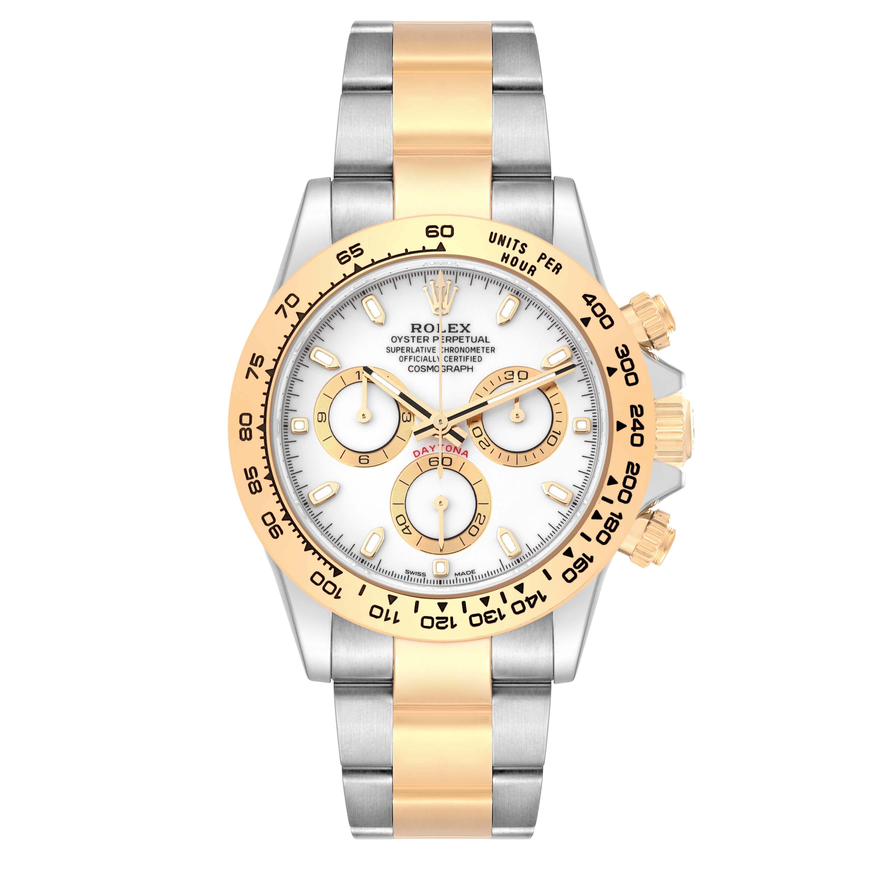 De los hombres Rolex Cosmograph Daytona Acero Oro Amarillo Esfera Blanca Reloj Caballero 116503