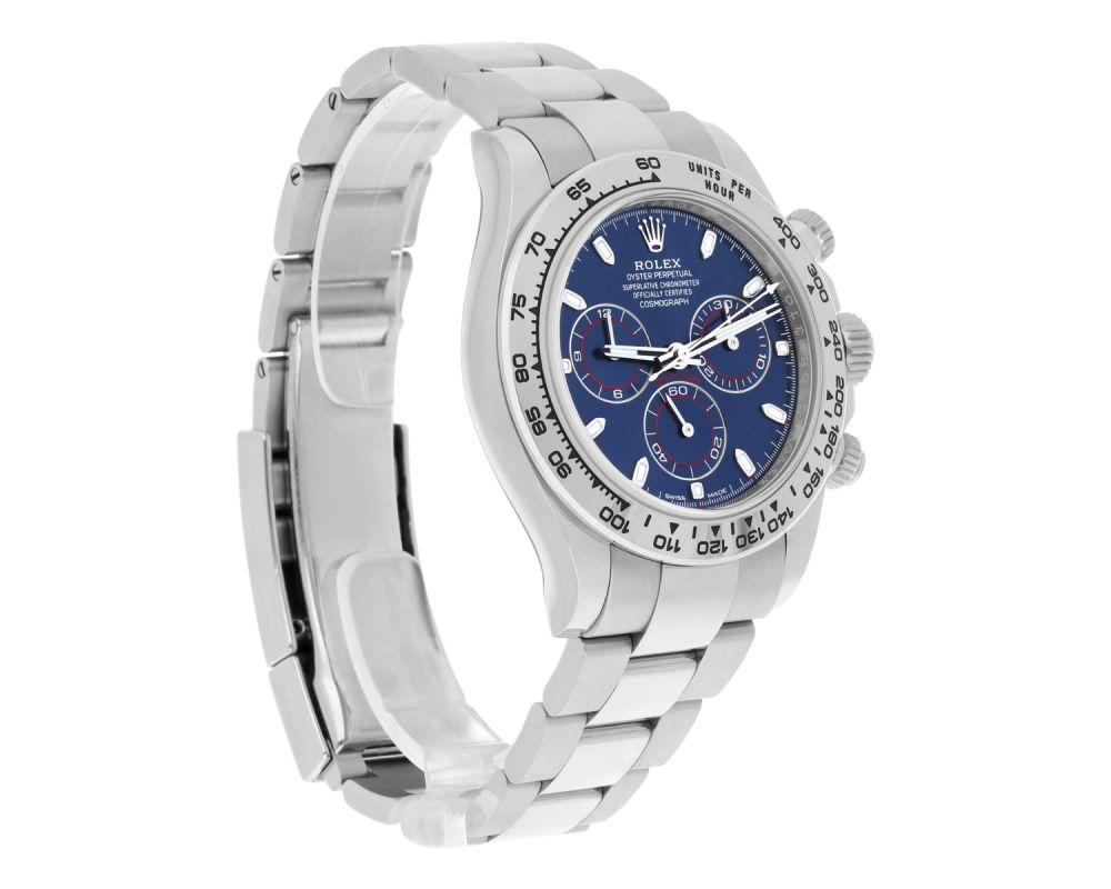 Rolex Cosmograph Daytona White Gold 40mm Blue Dial 116509 Complete 2020 In Excellent Condition In New York, NY