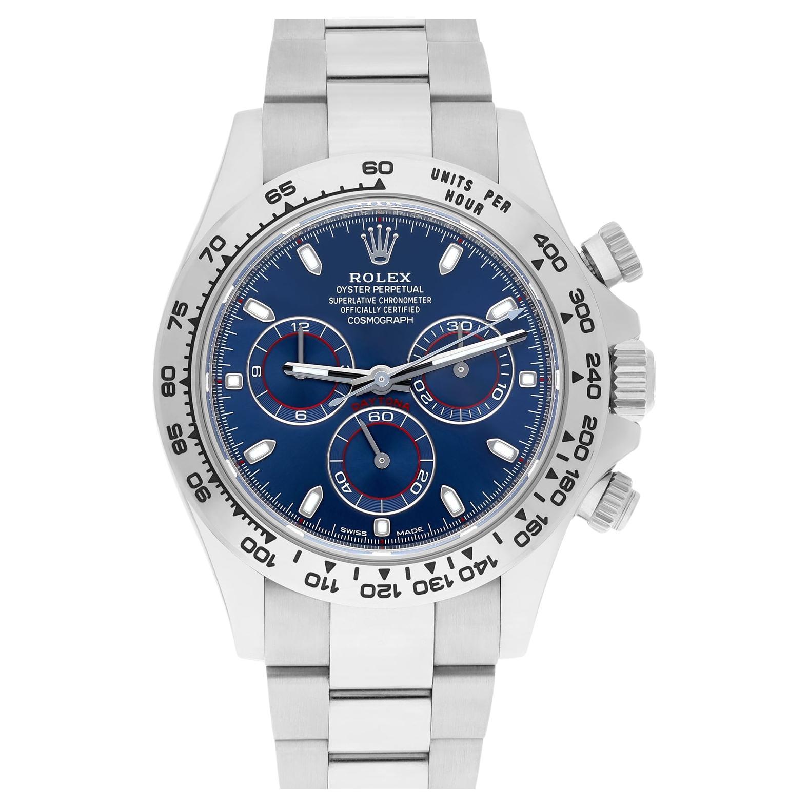 Rolex Cosmograph Daytona White Gold 40mm Blue Dial 116509 Complete 2020 For Sale