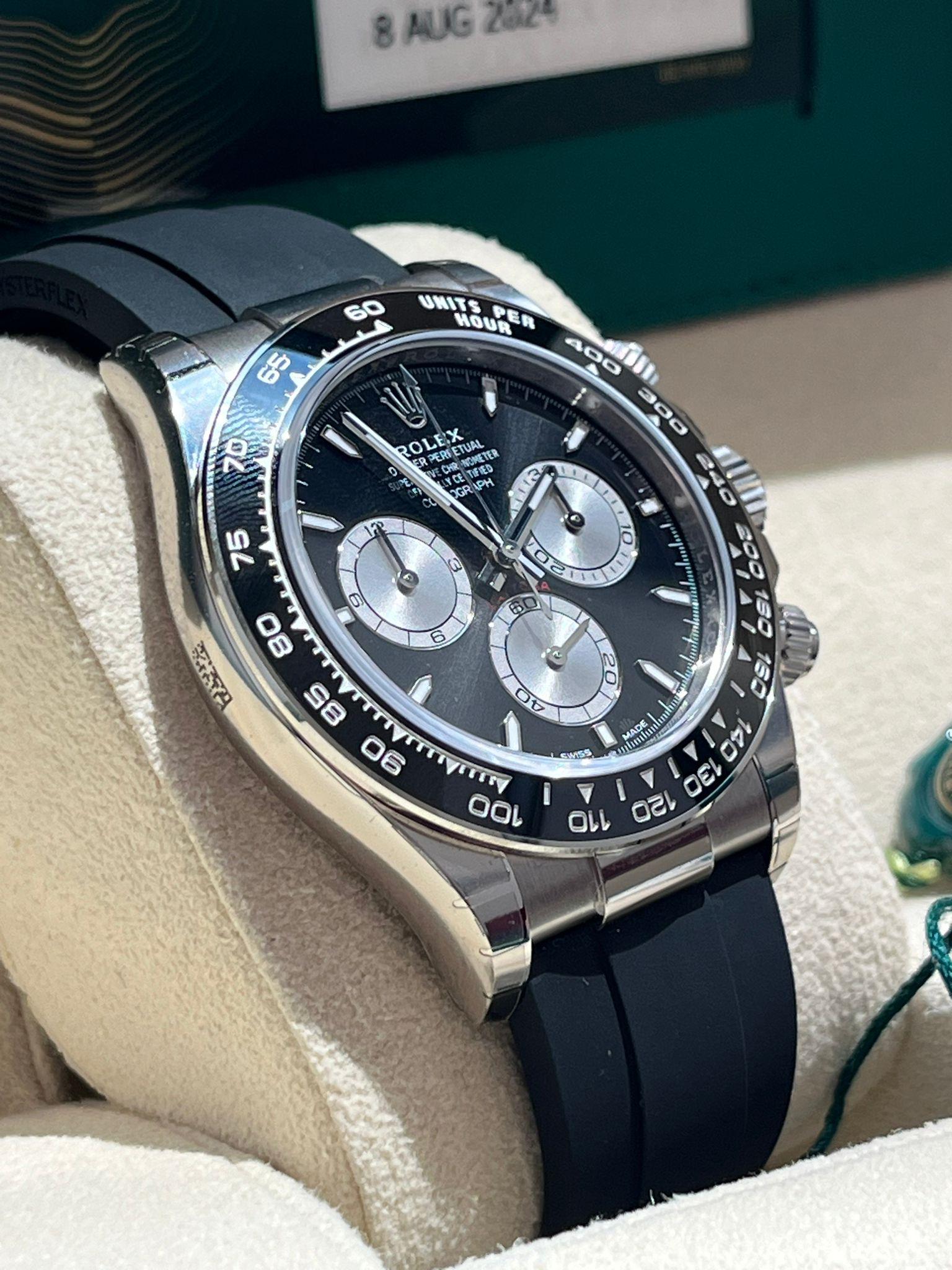 Rolex Cosmograph Daytona White Gold Black Dial Rubber Strap Watch 126519LN 5