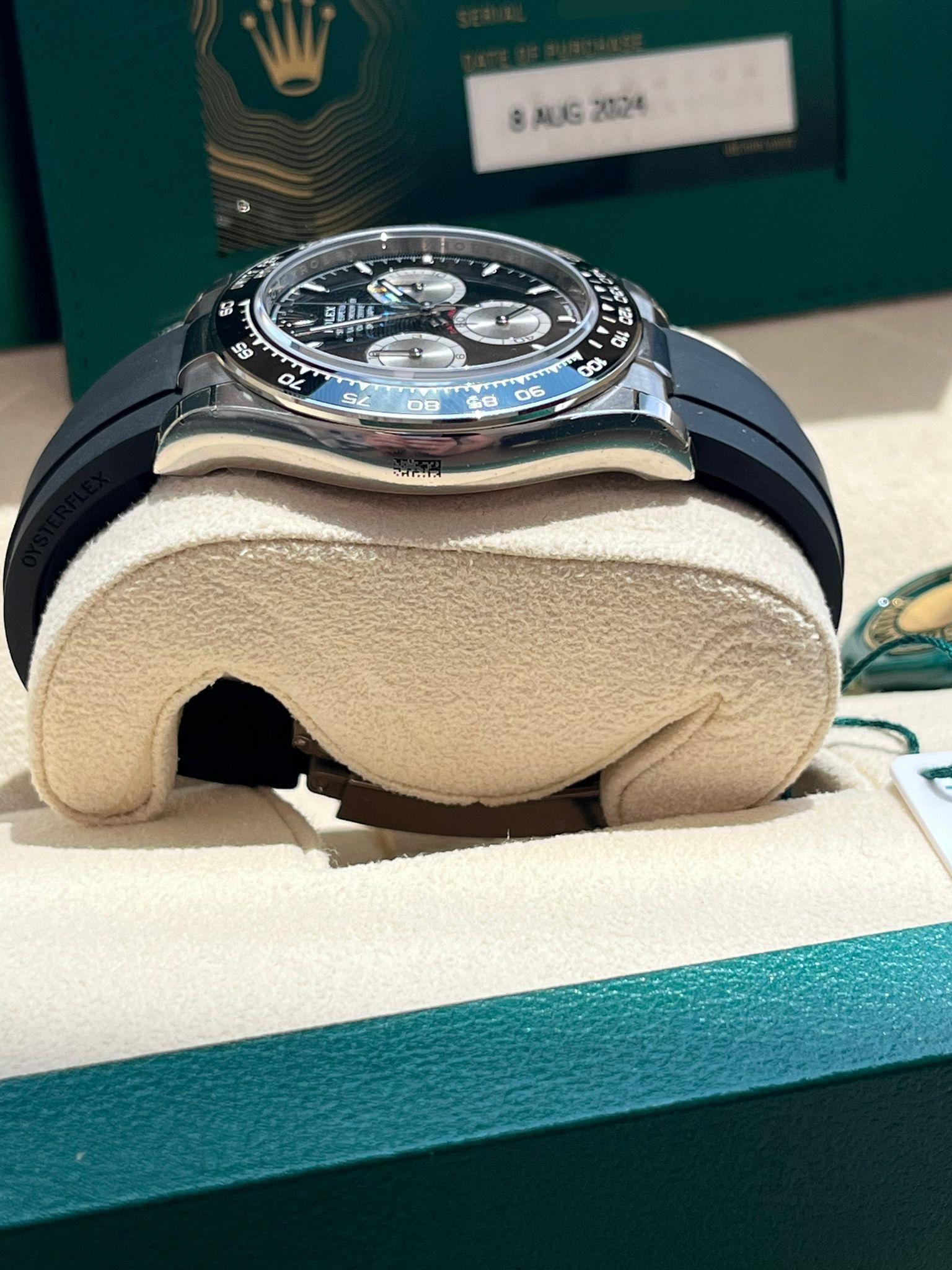 Rolex Cosmograph Daytona White Gold Black Dial Rubber Strap Watch 126519LN 6