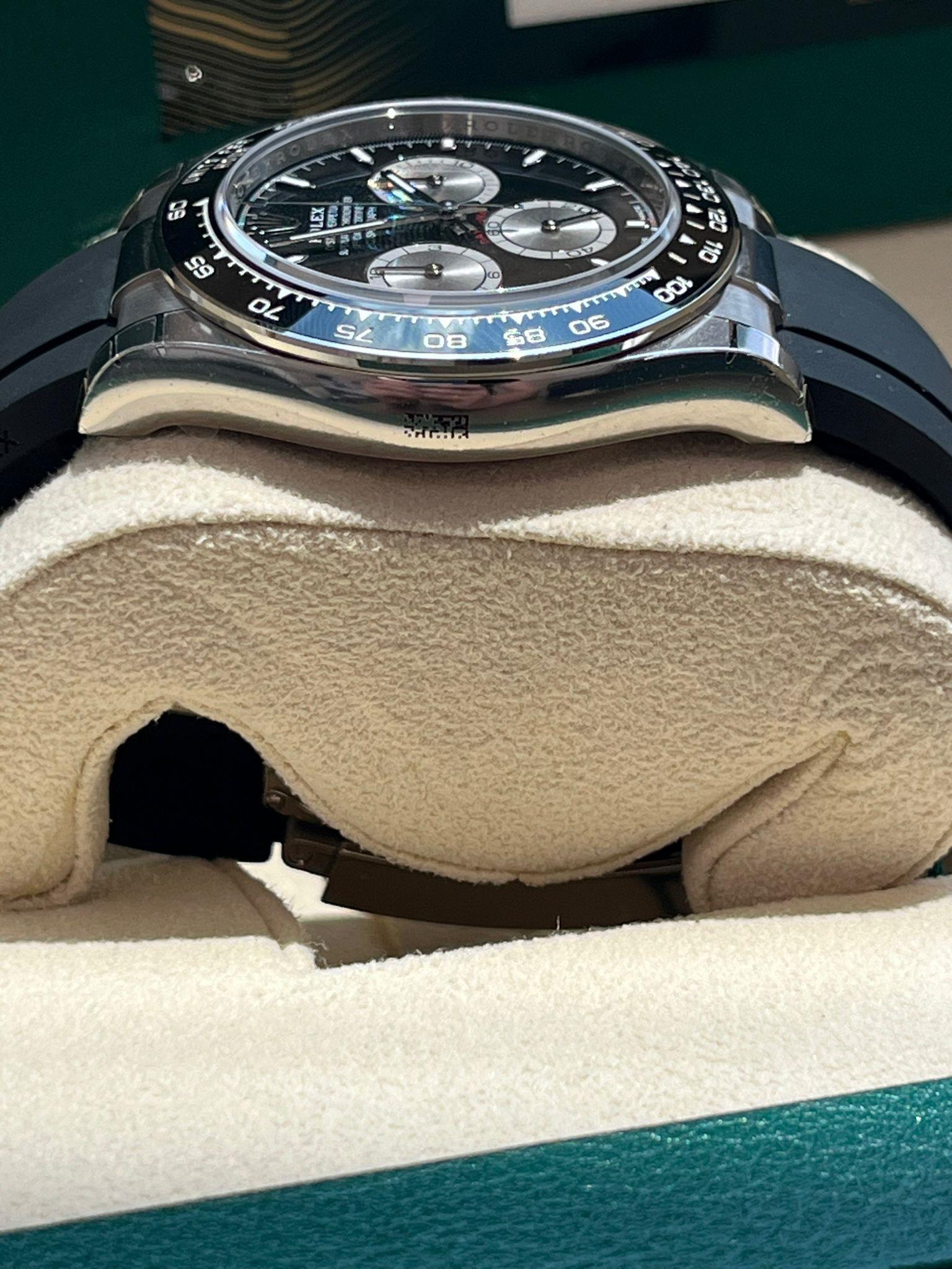 Rolex Cosmograph Daytona White Gold Black Dial Rubber Strap Watch 126519LN 8