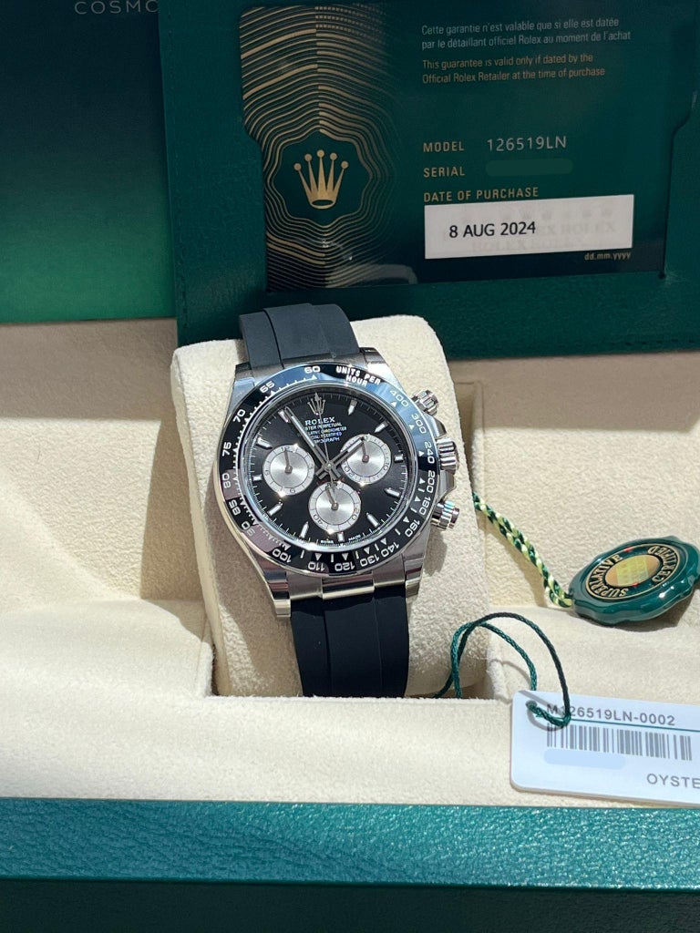 Rolex Cosmograph Daytona Oro Bianco Quadrante Nero Cinturino in