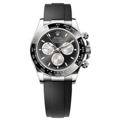 Rolex Cosmograph Daytona Weißgold Schwarzes Zifferblatt Gummiarmbanduhr 126519LN