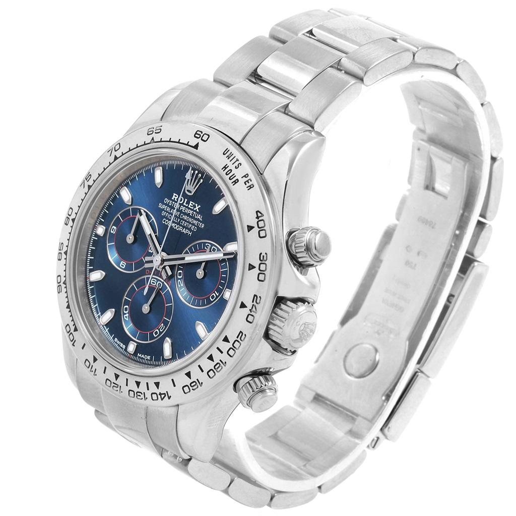Rolex Cosmograph Daytona White Gold Blue Dial Men's Watch 116509 In Excellent Condition For Sale In Atlanta, GA
