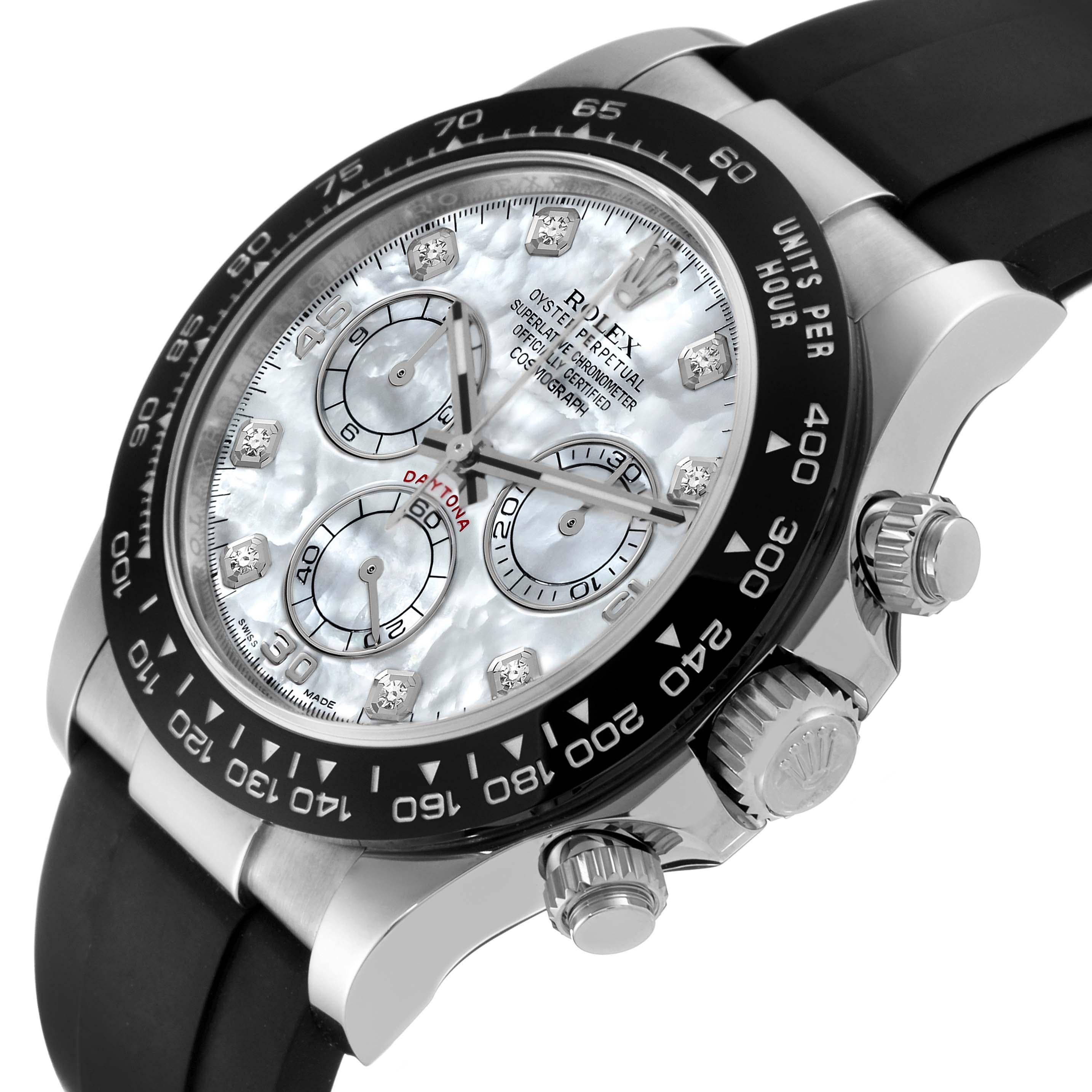 Men's Rolex Cosmograph Daytona White Gold Mother of Pearl Diamond Dial Mens Watch For Sale