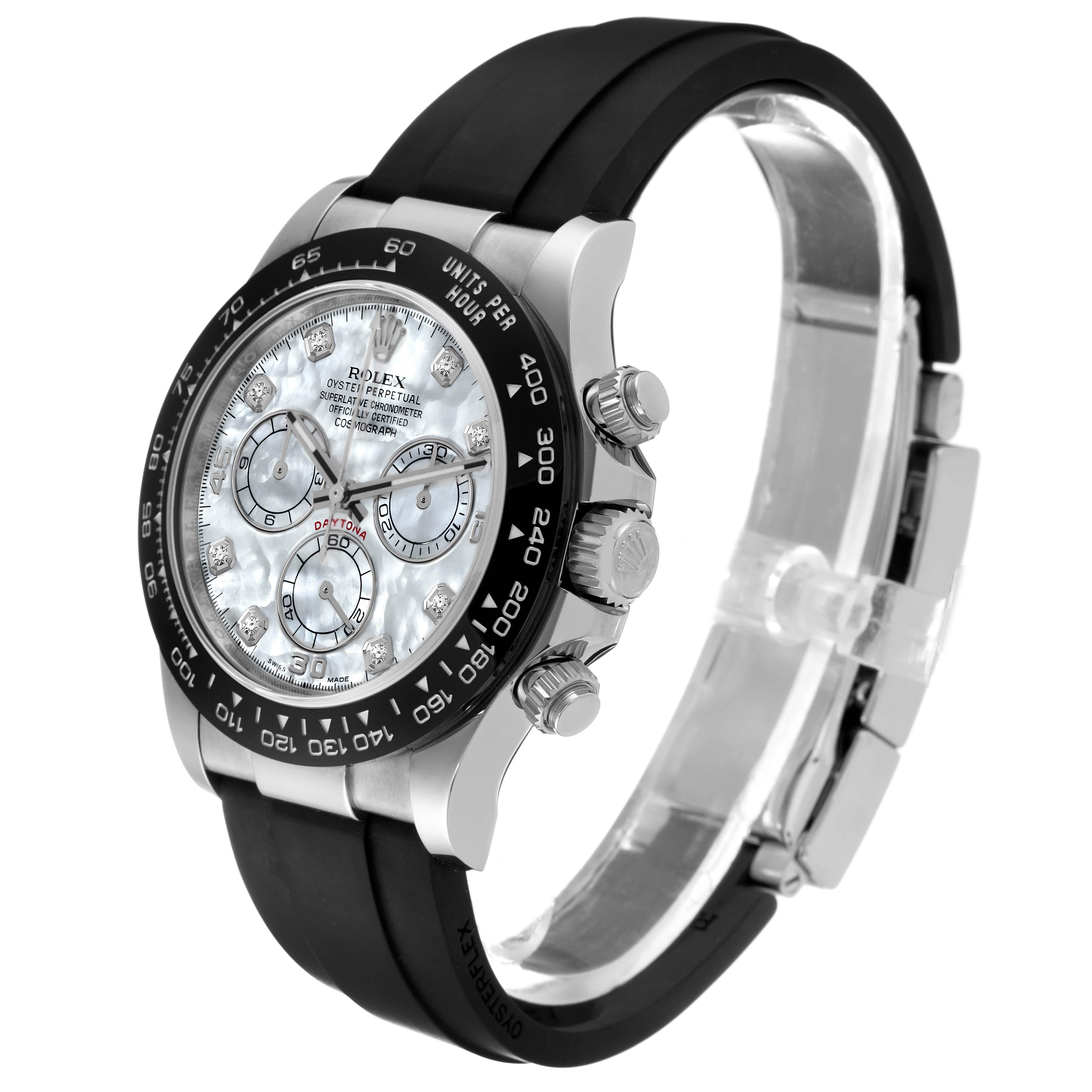 Rolex Cosmograph Daytona or blanc nacre cadran diamant montre homme en vente 2