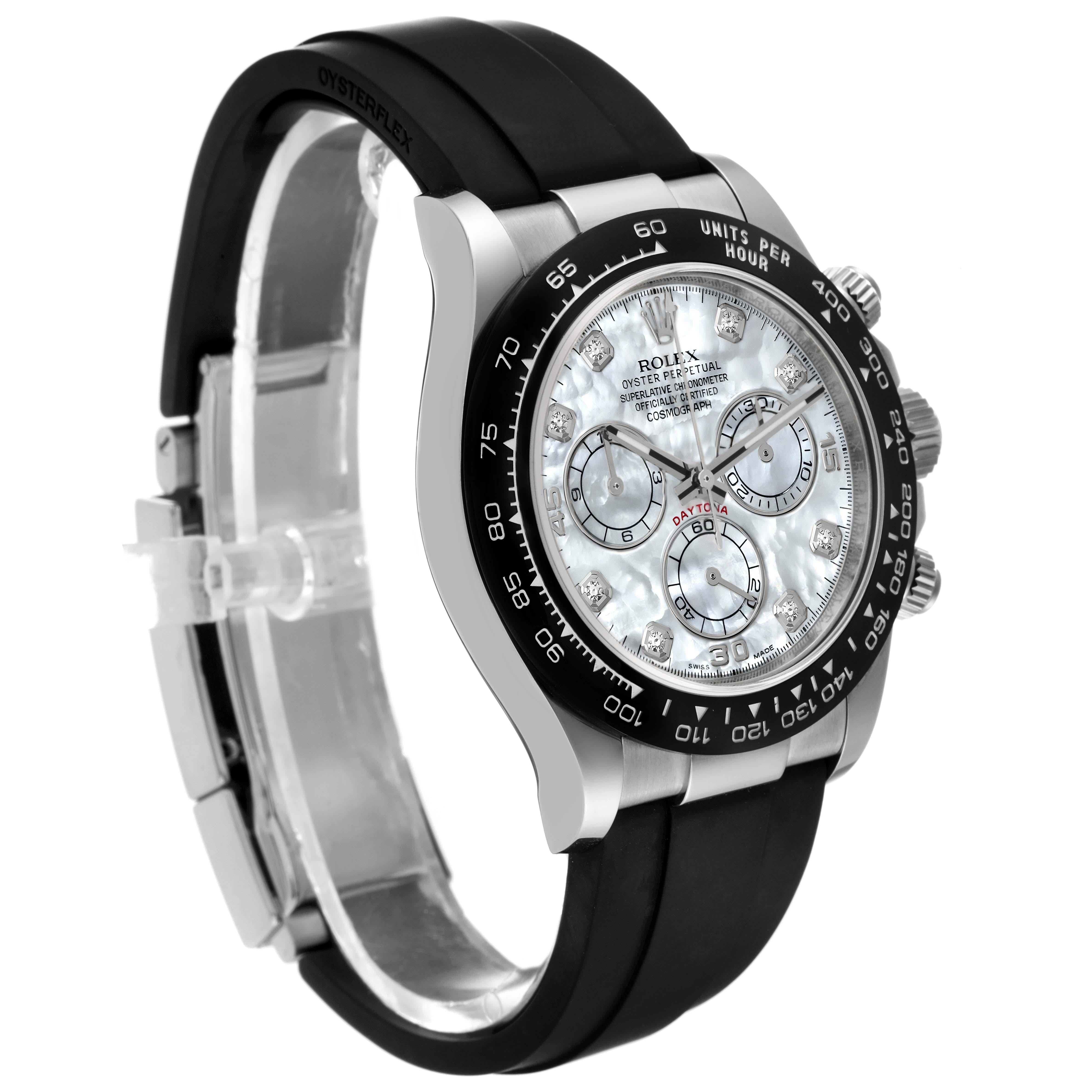 Rolex Cosmograph Daytona or blanc nacre cadran diamant montre homme en vente 4