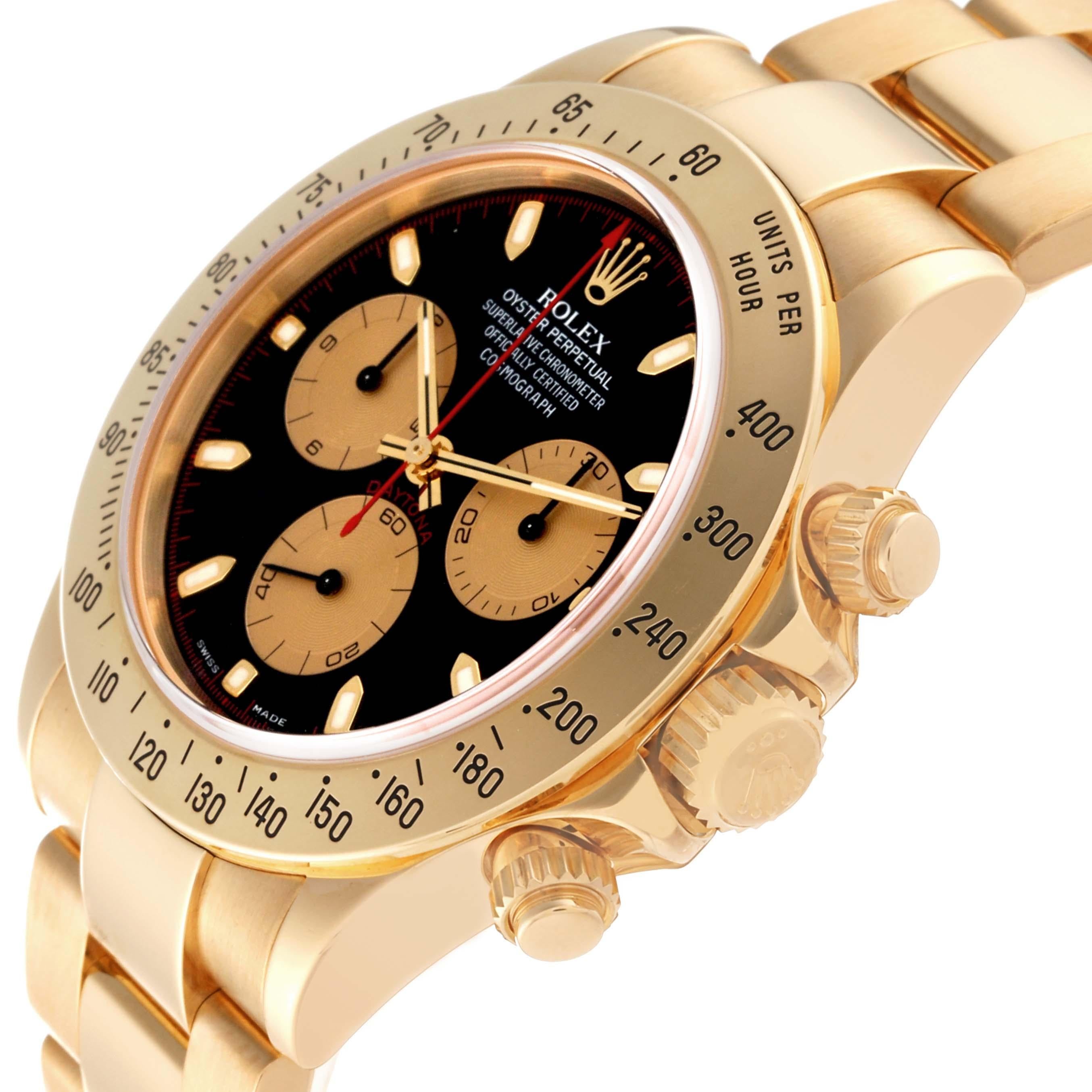 Rolex Cosmograph Daytona Yellow Gold Black Dial Mens Watch 116528 In Excellent Condition For Sale In Atlanta, GA