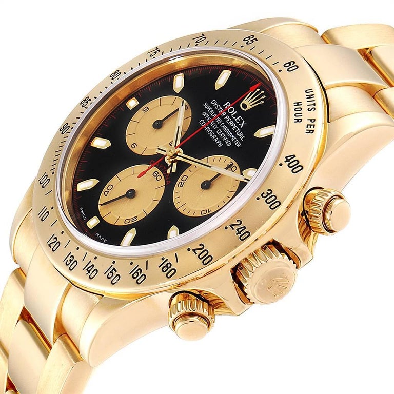 Rolex Cosmograph Daytona Yellow Gold Black Dial Men's Watch 116528 For ...