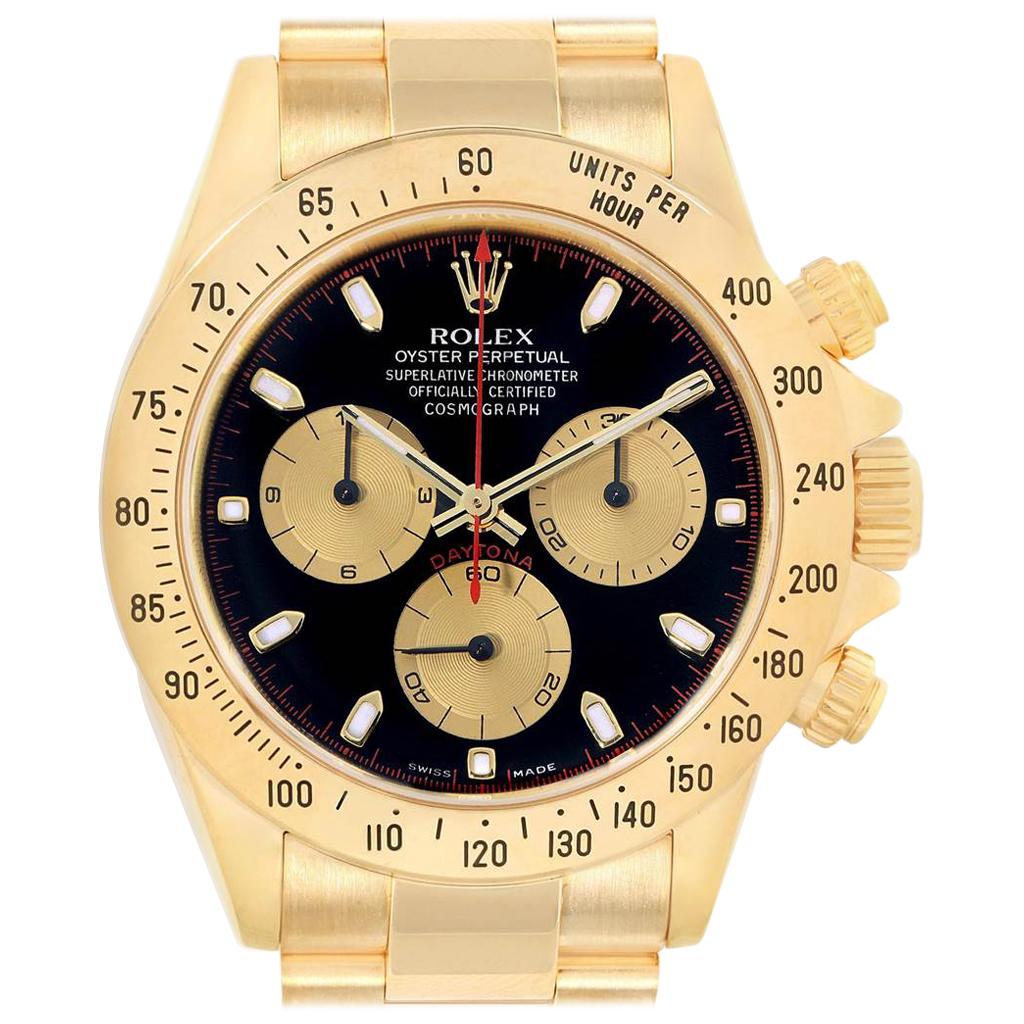 Rolex Cosmograph Daytona Yellow Gold Black Dial Men's Watch 116528 For Sale
