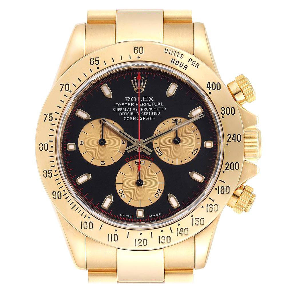 Rolex Cosmograph Daytona Yellow Gold Black Dial Men's Watch 116528
