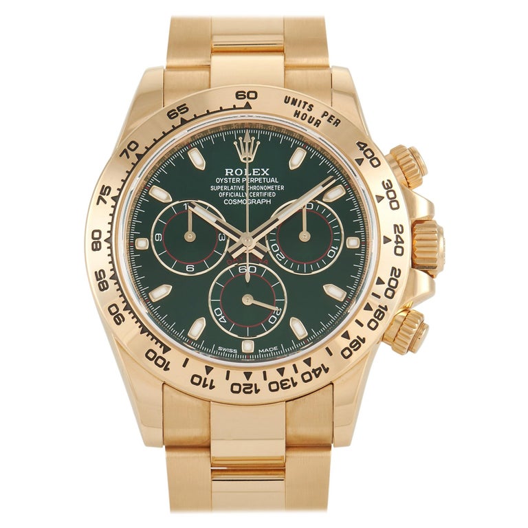 Rolex Cosmograph Daytona Yellow Gold Green Dial Watch 116508-0013 at 1stDibs