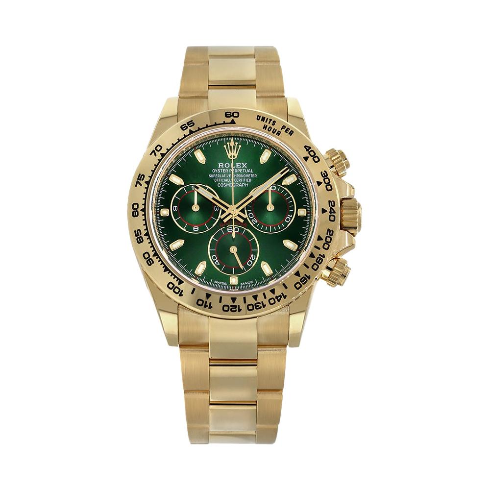 Rolex Cosmograph Daytona Yellow Gold Green Index Dial Watch 116508 For Sale