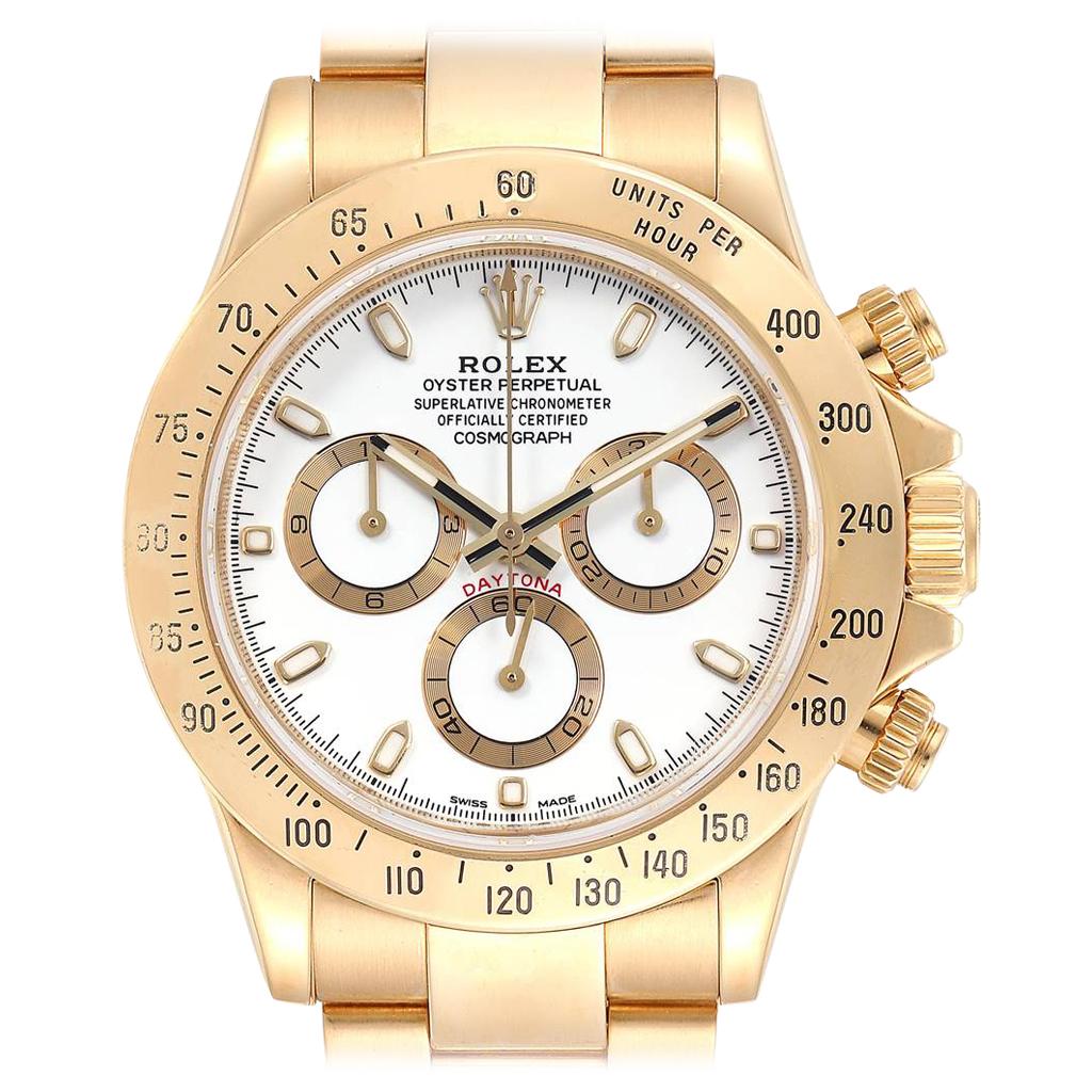 Rolex Cosmograph Daytona Yellow Gold White Dial Men's Watch 116528 For Sale