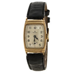 Rolex Cream 9K Yellow Gold Vintage Women's Wristwatch 21 mm