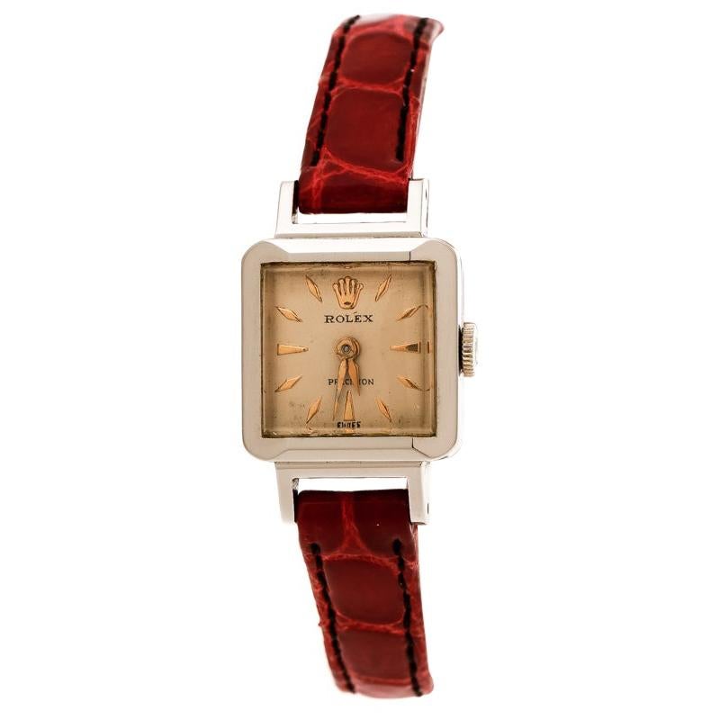 Rolex Cream Stainless Steel Vintage Precision 9158 Women's Wristwatch 17 mm