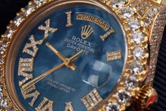 Rolex Custom Diamond Day-Date with Blue Pearl Diamond Roman Dial 18038