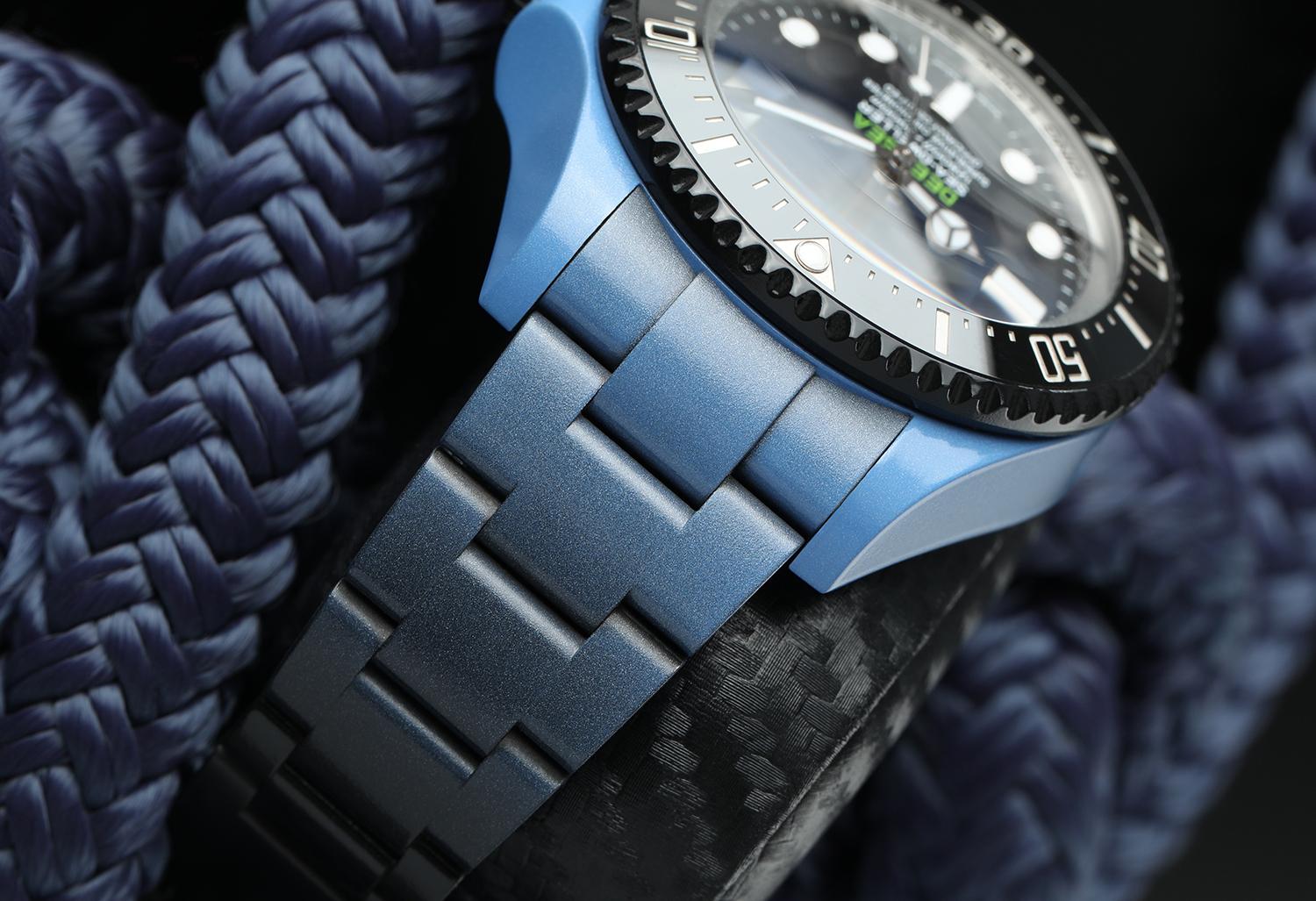 Rolex D-Blue Sea-Dweller Deepsea James Cameron Esfera Cerámica Azul Personalizada 126660 en Excelente Estado en New York, NY