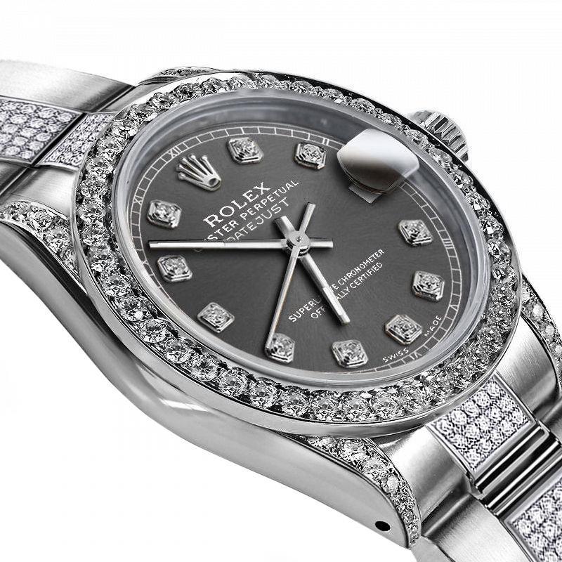 Rolex Dark Grey 36mm Datejust Steel Diamond Bezel Lugs & Center Bracelet 16030
