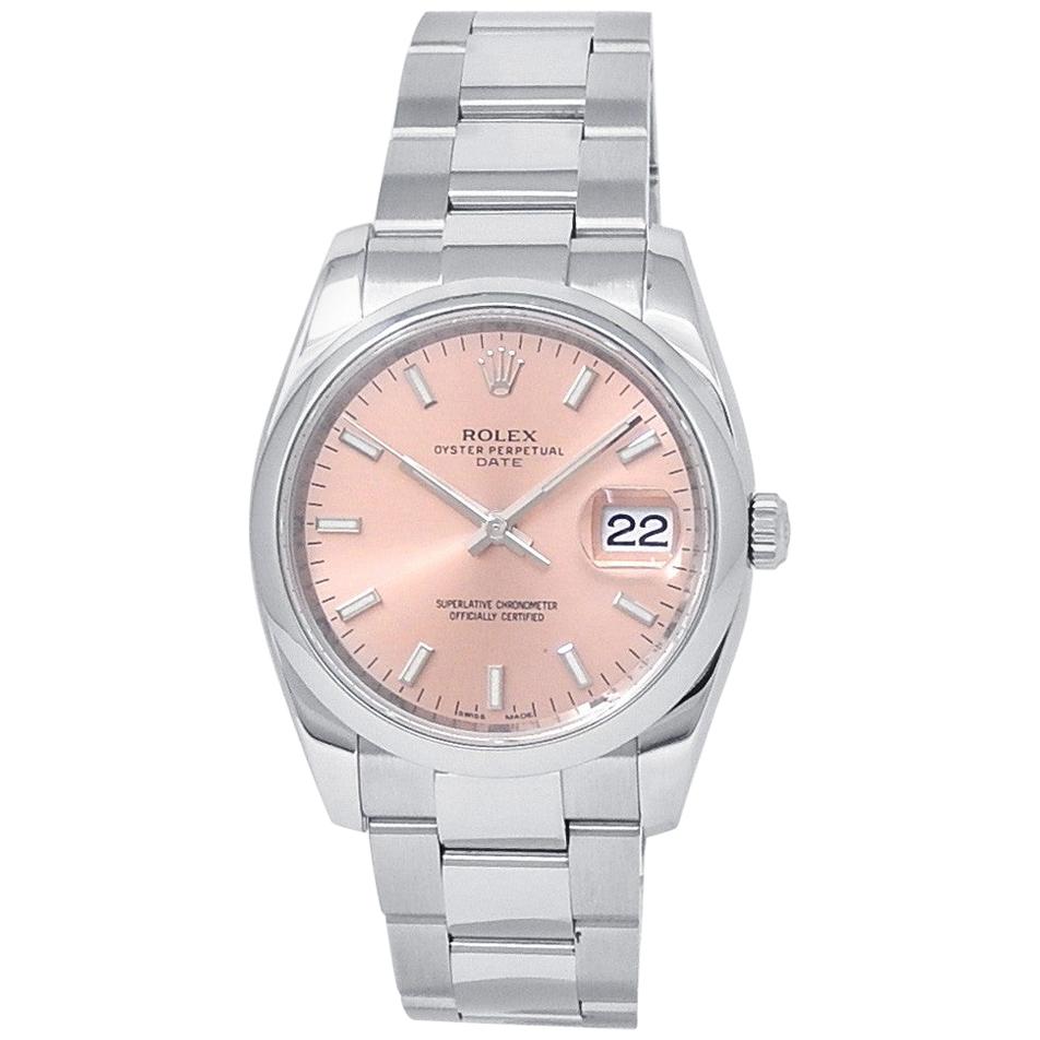 Rolex Date 115200, Salmon Dial, Certified and Warranty