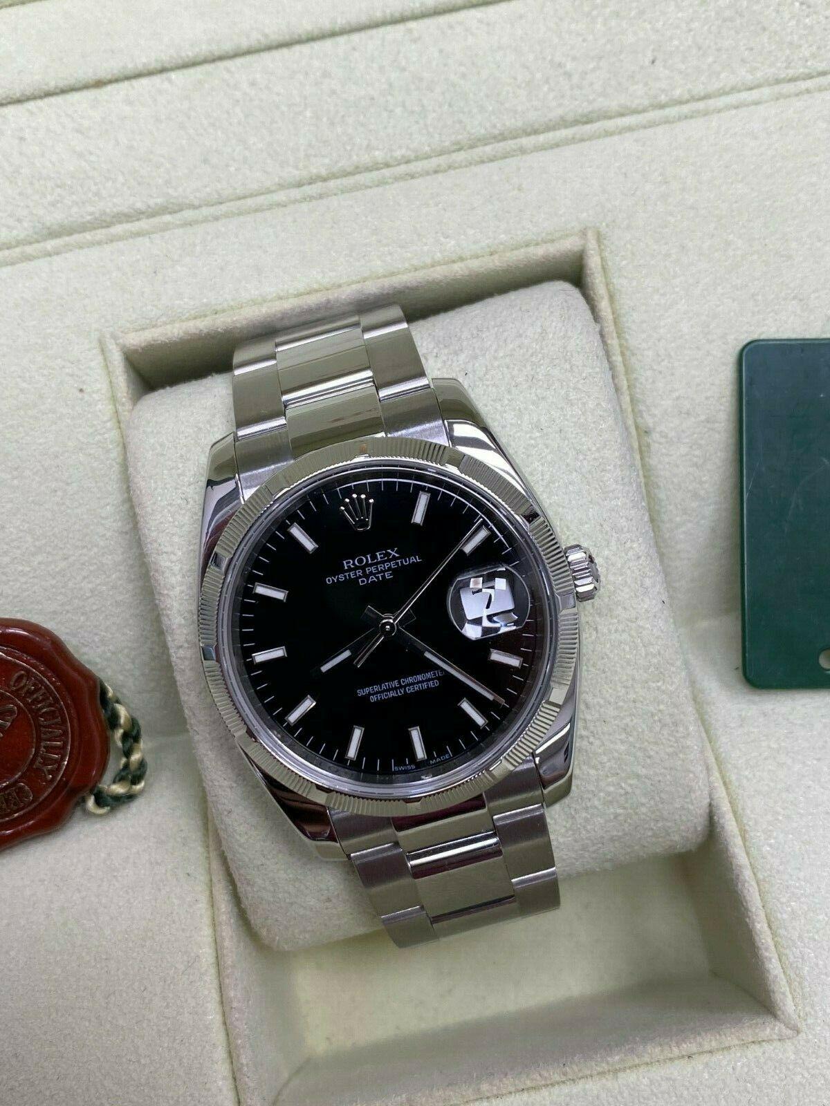 Rolex Date 115210 Black Dial Stainless Steel Box Papers, 2011 2