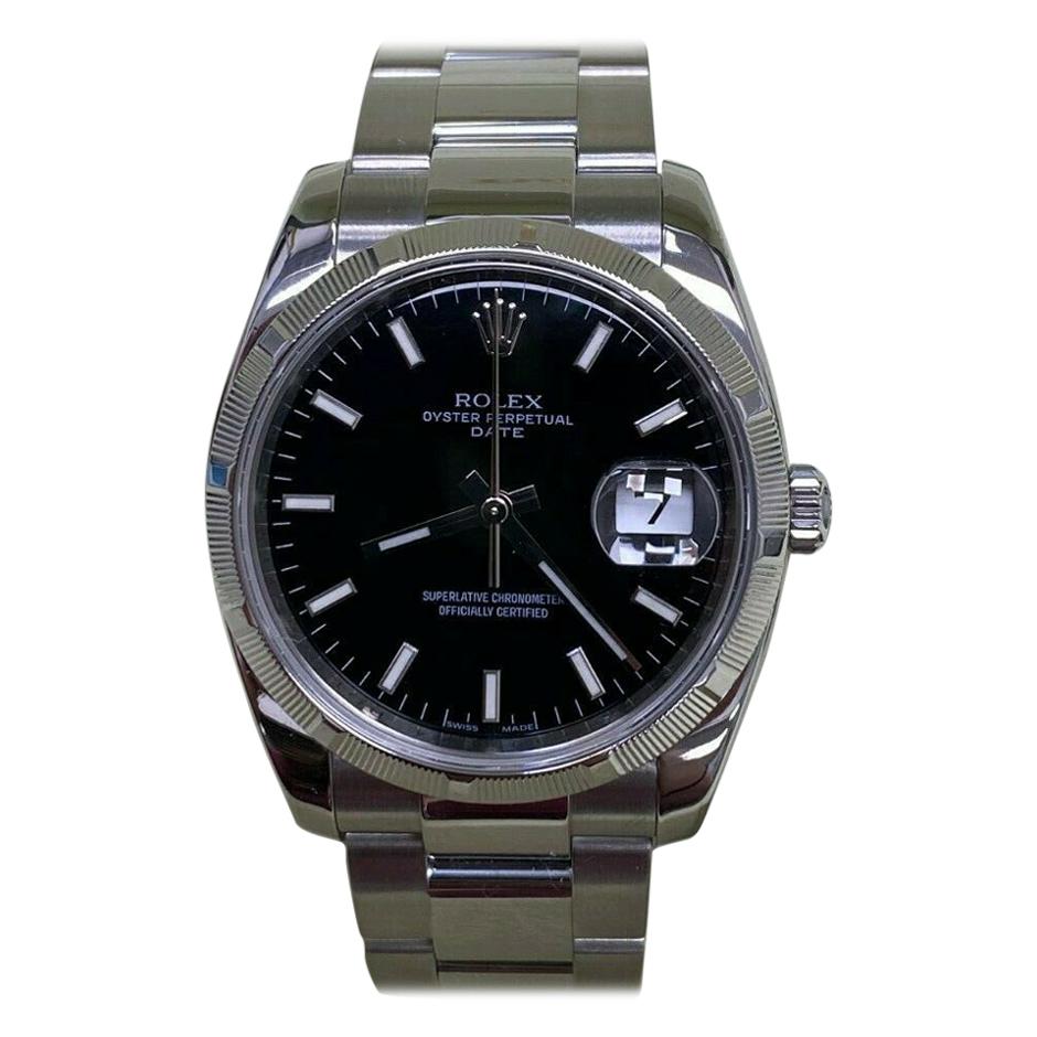 Rolex Date 115210 Black Dial Stainless Steel Box Papers, 2011