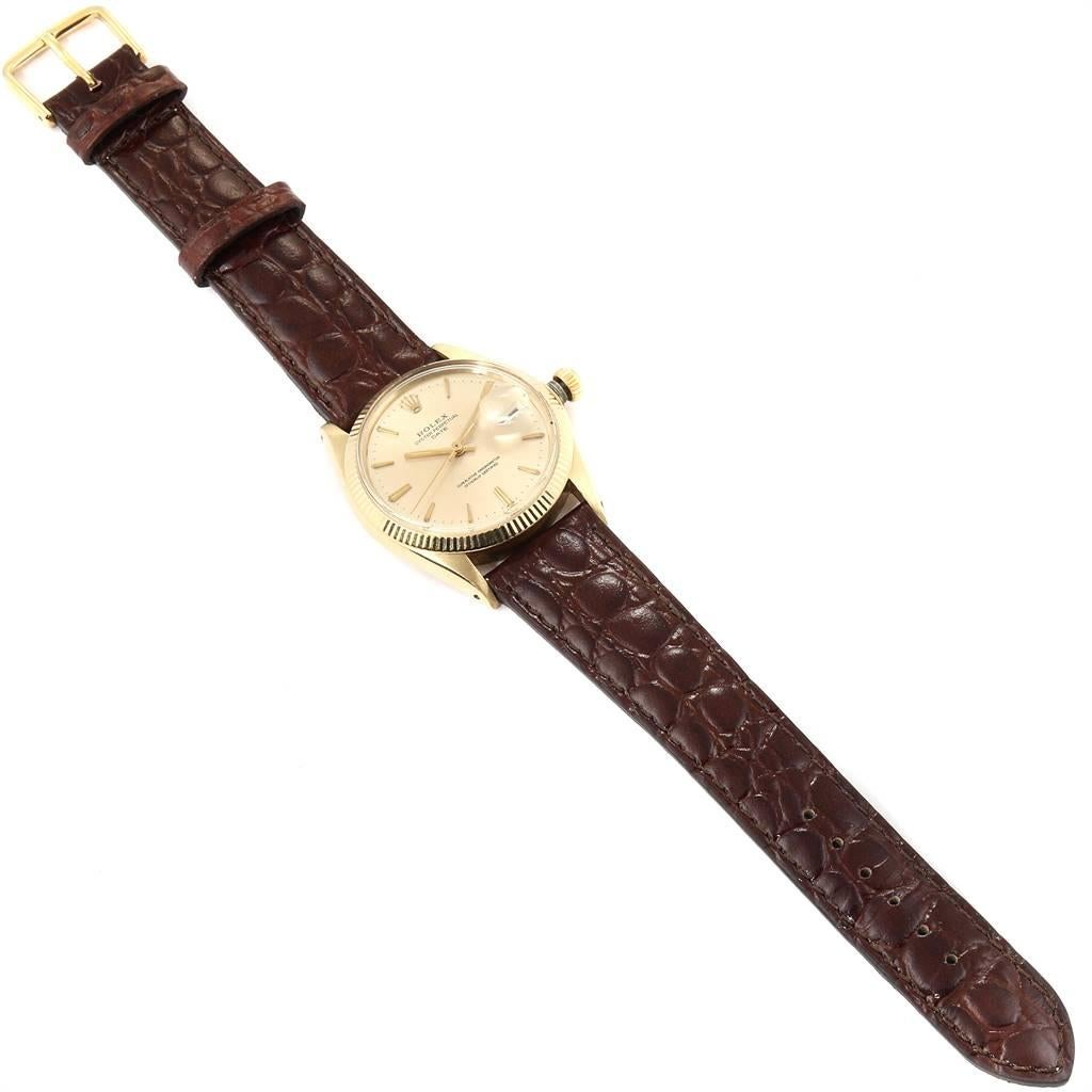 Rolex Date 14 Karat Yellow Gold Automatic Vintage Men's Watch 1503 For Sale 8