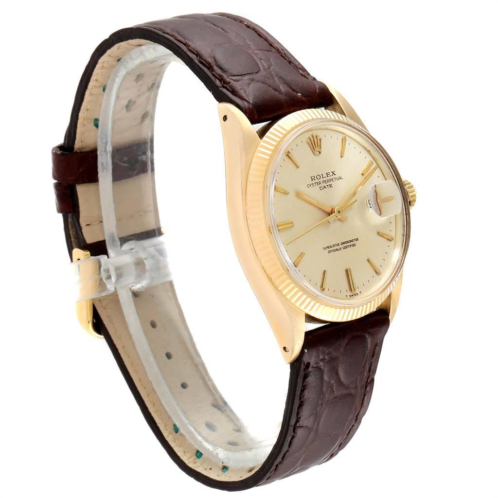 Rolex Date 14 Karat Yellow Gold Automatic Vintage Men's Watch 1503 In Good Condition For Sale In Atlanta, GA
