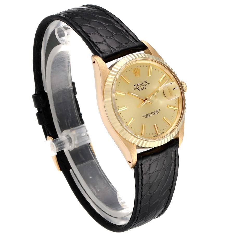 Rolex Date 14 Karat Yellow Gold Automatic Vintage Men’s Watch 1503 In Good Condition In Atlanta, GA