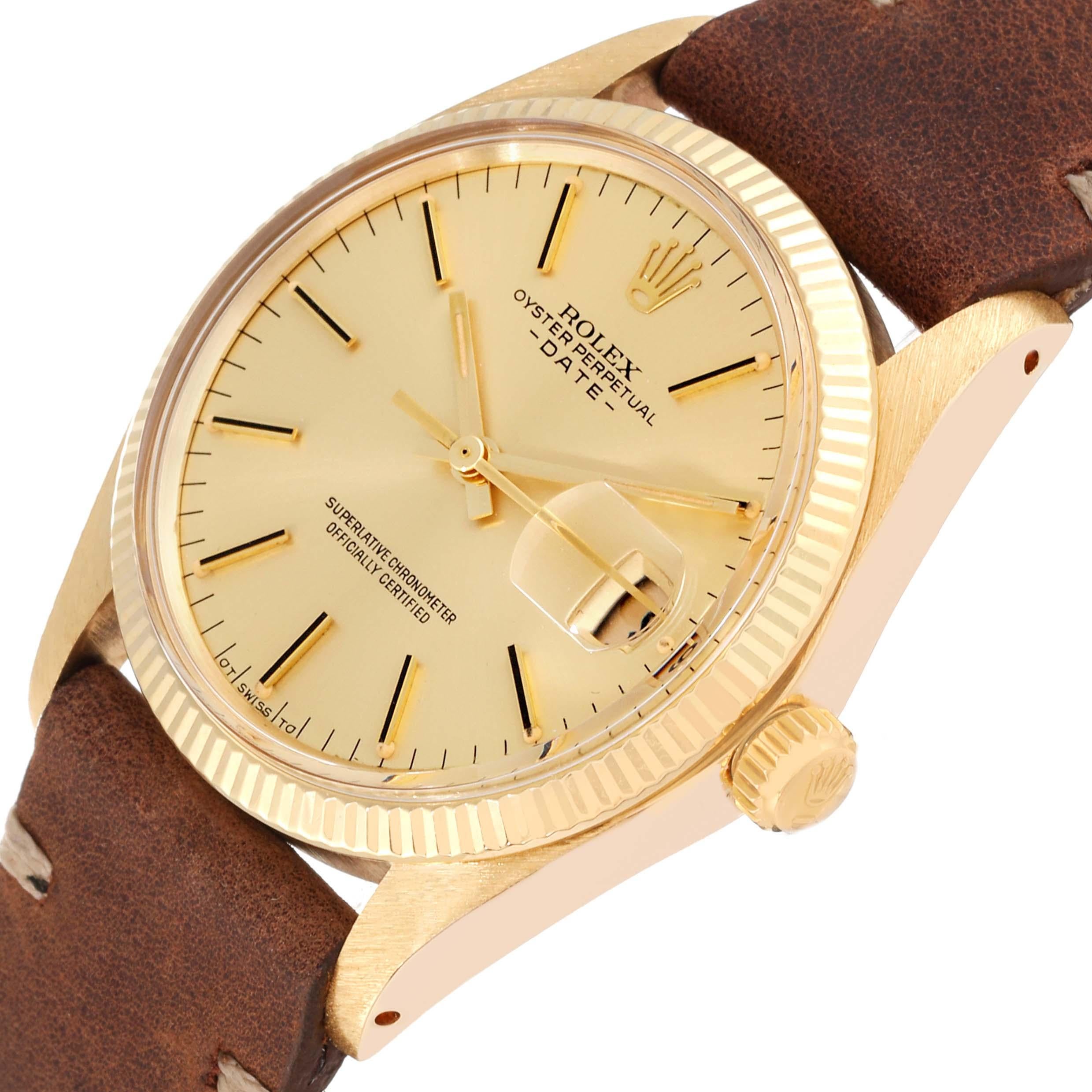 Rolex Date 14K Yellow Gold Automatic Vintage Mens Watch 1503 In Good Condition In Atlanta, GA