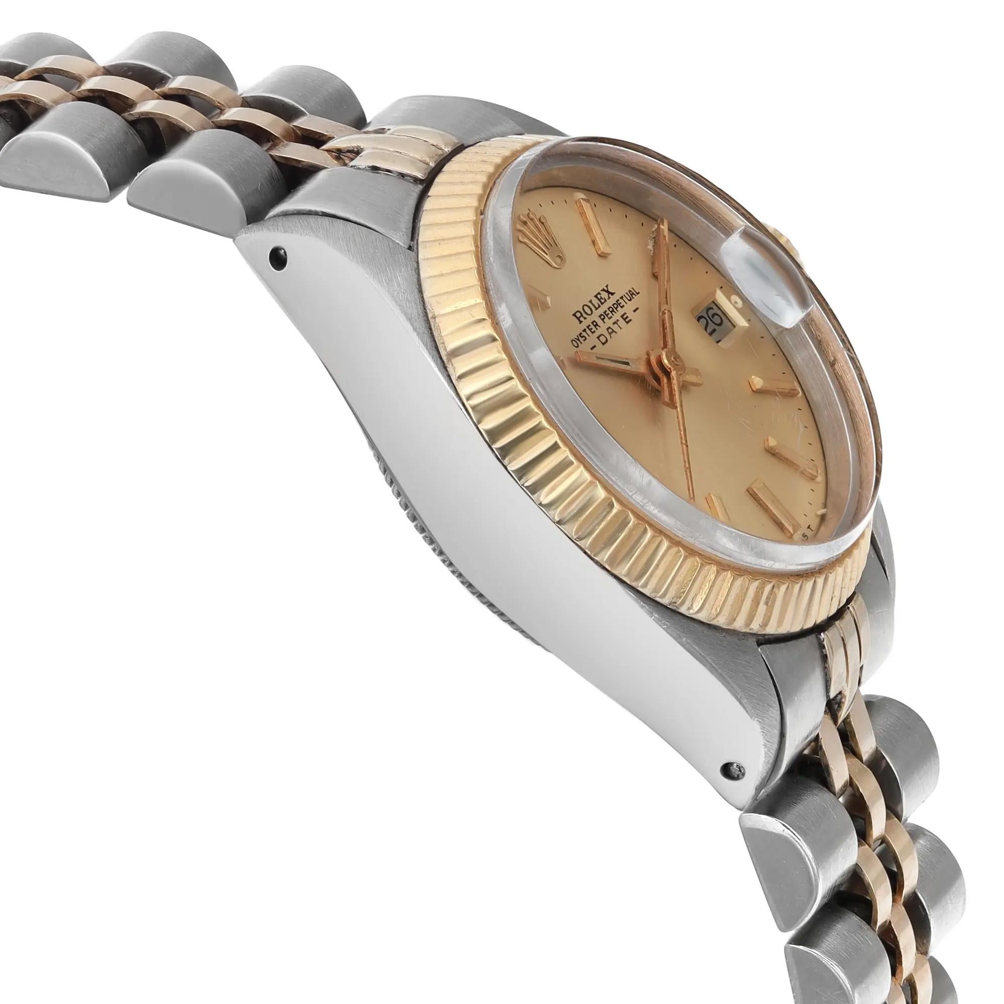 Rolex Date 14K Gelbgold Stahl Champagner Zifferblatt Automatik-Damenuhr 6917 1