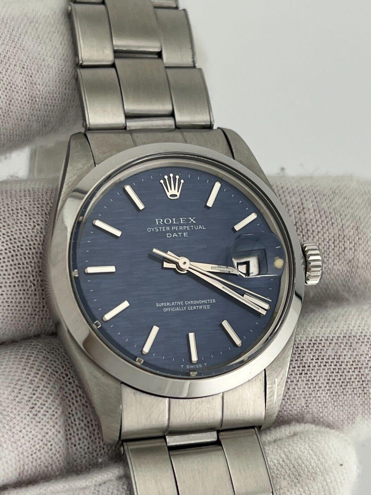 Rolex Date 1500 34mm Blue Mosaic Dial Stainless Steel 1