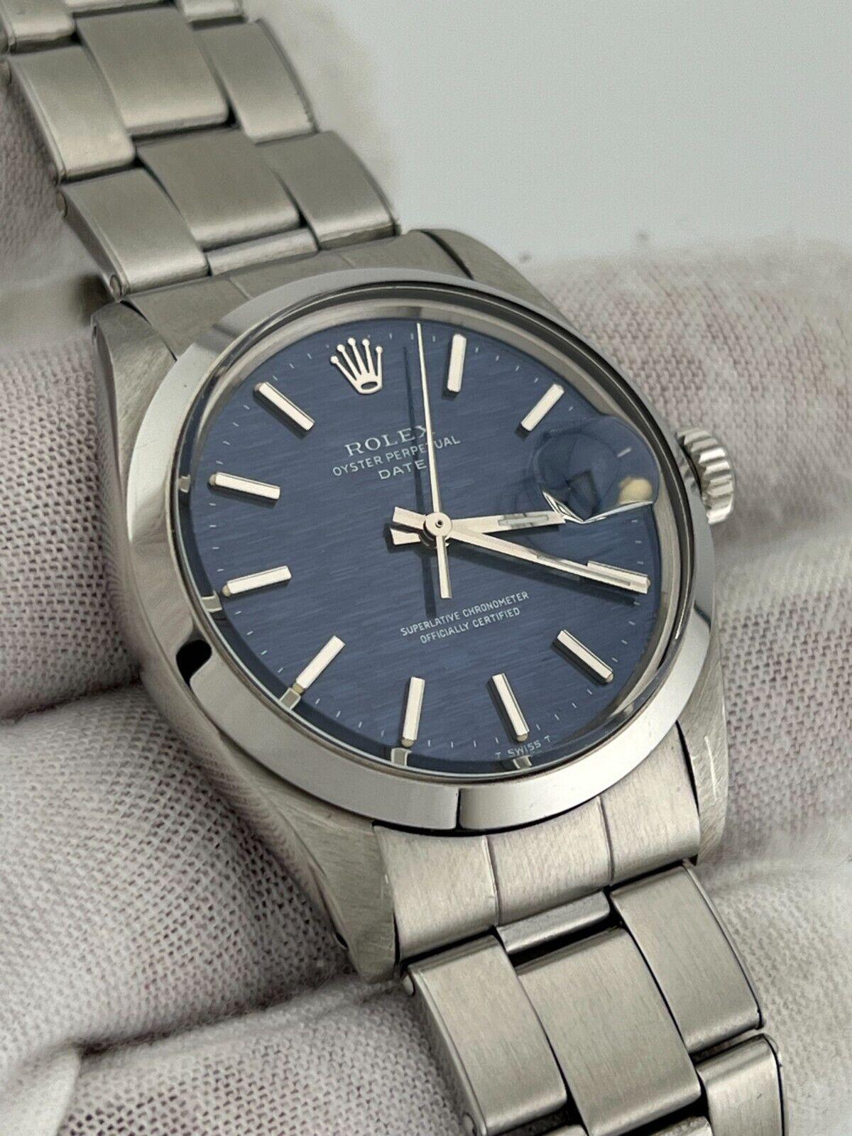 Rolex Date 1500 34mm Blue Mosaic Dial Stainless Steel 2