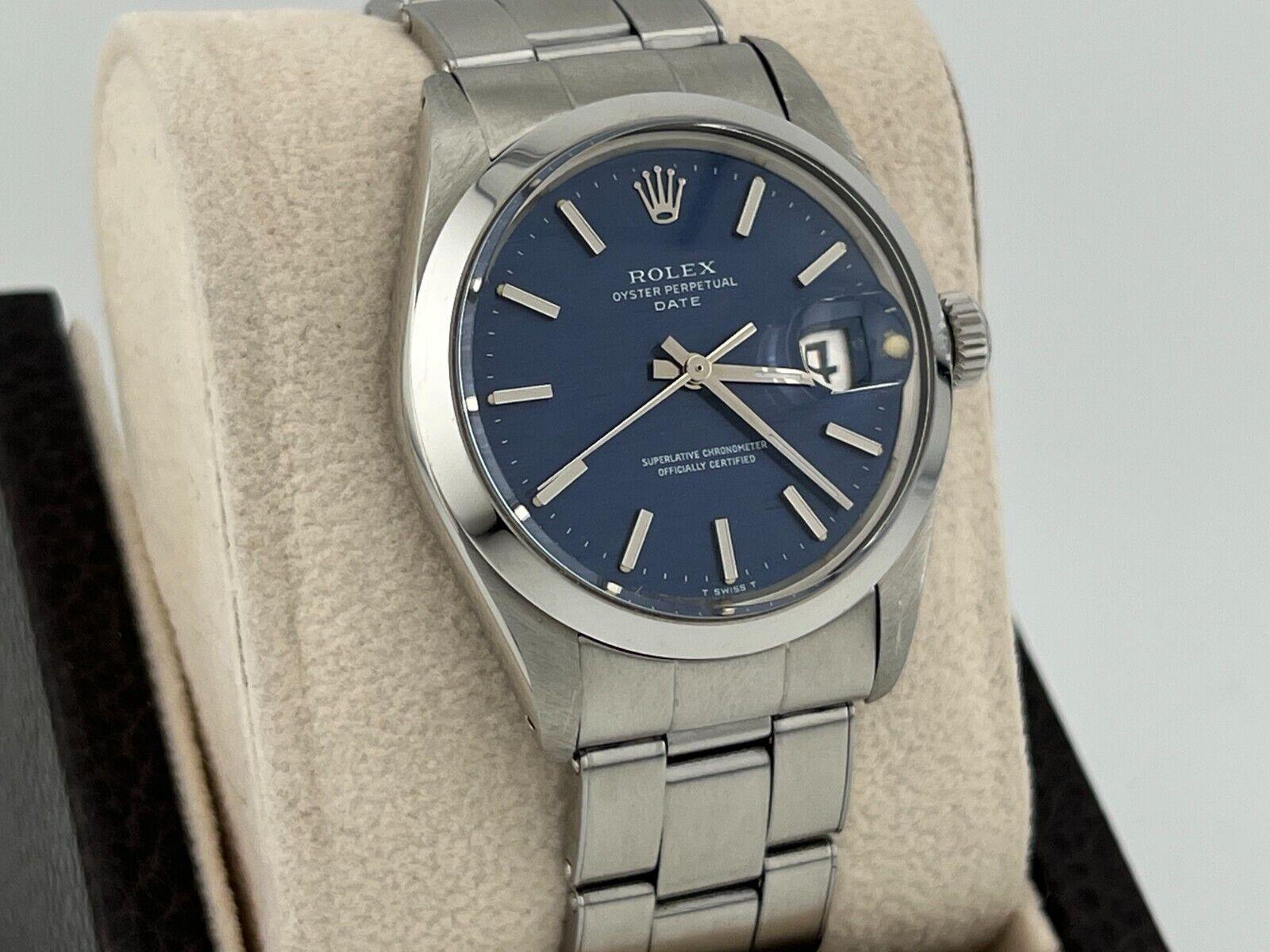 Rolex Date 1500 34mm Blue Mosaic Dial Stainless Steel 3